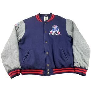 Reebok Varsity Jacket Men L Navy NFL Vintage Collection Patriots Logo Patch